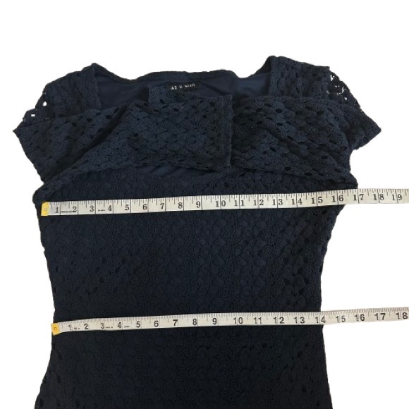 As U Wish Women's M Navy Blue Midi Pullover Sleeved Knit Bidycon Crochet Dress - Picture 9 of 15